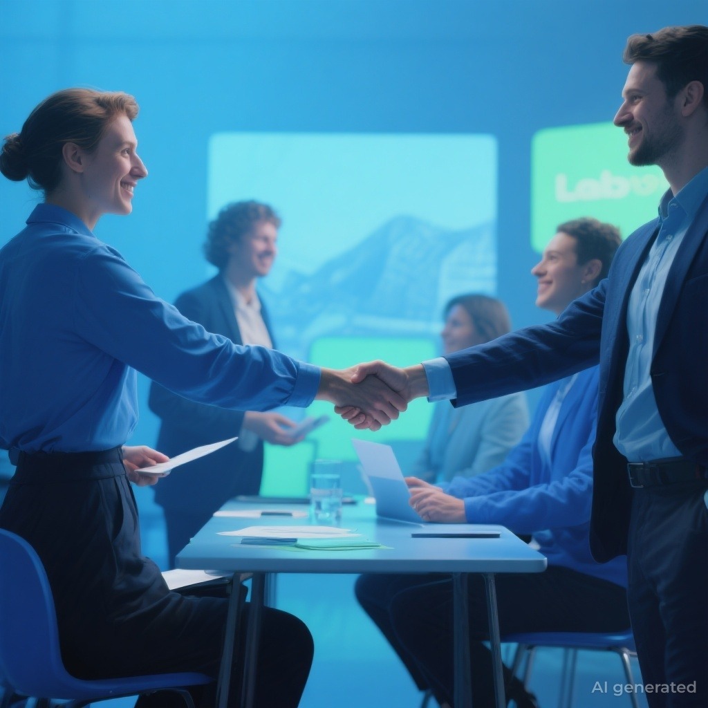 Des recruteurs embauchent de nouvelles personnes ; elles se serrent la main.